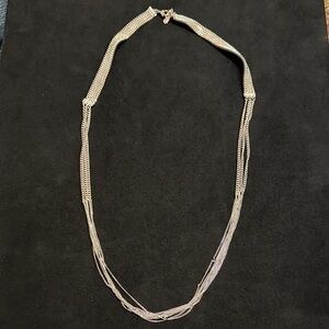 Luxury Layered Silver-Tone Multi-Strand Necklace with Felt Neck Lining